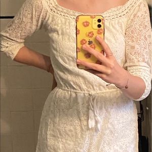 White Lace Off the shoulder Romper